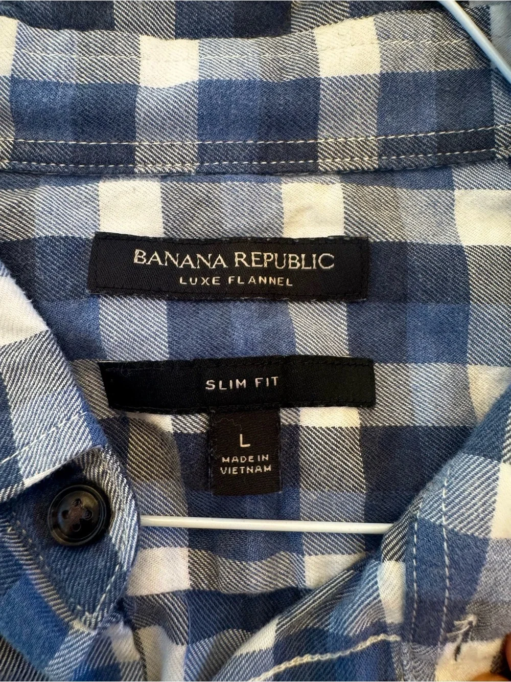 Banana Republic Slim Fit Blue White Plaid Button Down Shirt Men’s Large